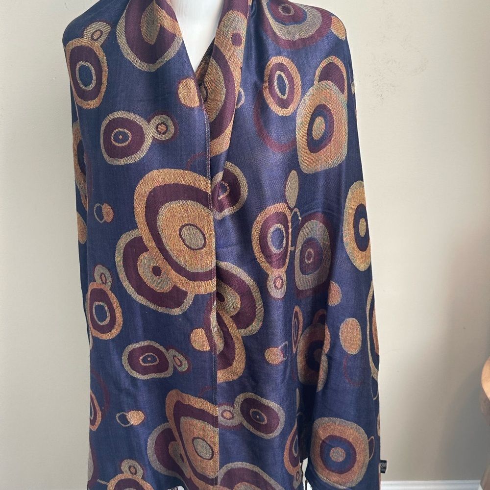 Pashmina Circle Print Silk Blend Wrap Scarf - image 2